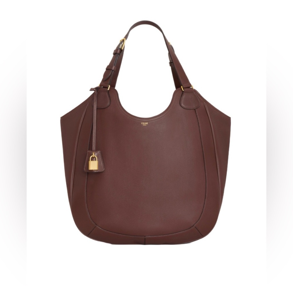 Celine Chesnut Meo Pebbled Leather Shoulder Bag with Gold Hardware